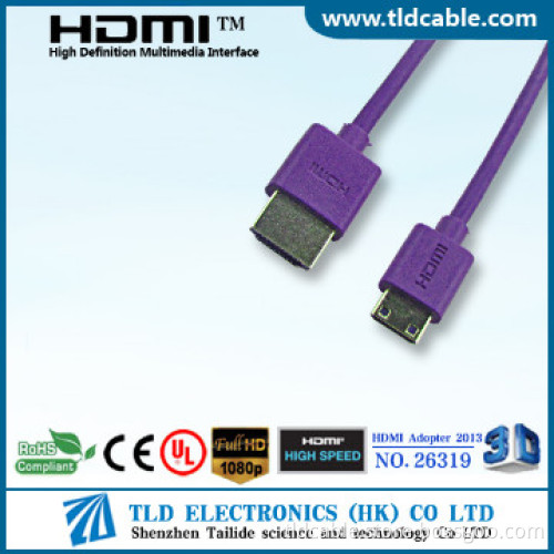 Purple Color Slim HDMI to Mini HDMI Cable